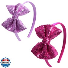 Kiszu Sparkly Sequin Hair Bow Headbands Fashion Glitter Cute Bout