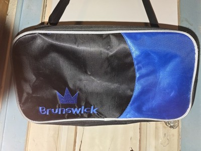Brunswick Black Blue Nylon Bowling Bag Shoulder Strap Carry Handle 2 Pockets