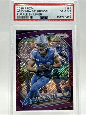 2025 Panini Prizm Amon-Ra St. Brown Purple Shimmer /15 SSP RARE PSA 10 Gem Mint