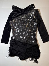 Weissman Black Sequin Long Sleeve Leotard Dance Costume Size Medium M Adult