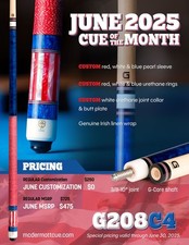 IN STOCK, McDermott G208 C4 Pool Cue w/ 12.75mm G-Core, FREE HARD CASE