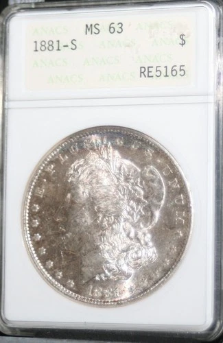 1881-S $1 Morgan Silver Dollar ANACS Graded MS-63