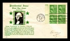 US COVER WASHINGTON ELECTRIC EYE PRESIDENTIAL SERIES FDC BLOCK CROSBY PHOTO