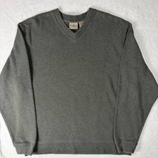 L.L. Bean Men s V-Neck Cotton Sweater - Size Large Regular - Olive Green -0 RL85