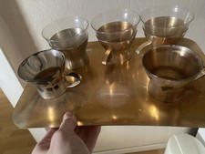 Versilberte Tassen und Tablett Set