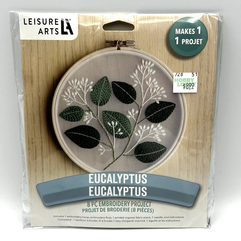 Kit de bordado projeto lote de 2 rosas inglesas de eucalipto novo na embalagem Cottagecore vovó - Imagem 3 de 4