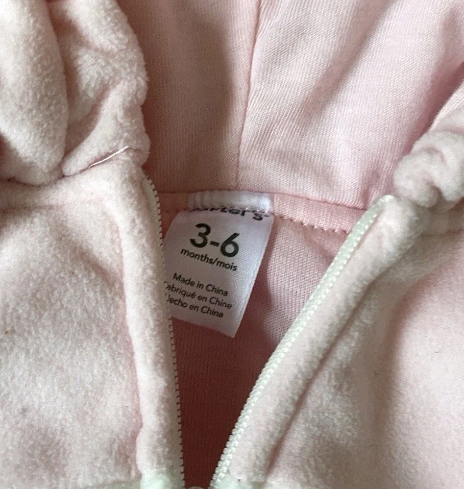 Disfraz de Búho Carters 3 6 Meses Bebé Rosa Beige Con Capucha Vellón Cremallera Halloween Foto 4 de 4