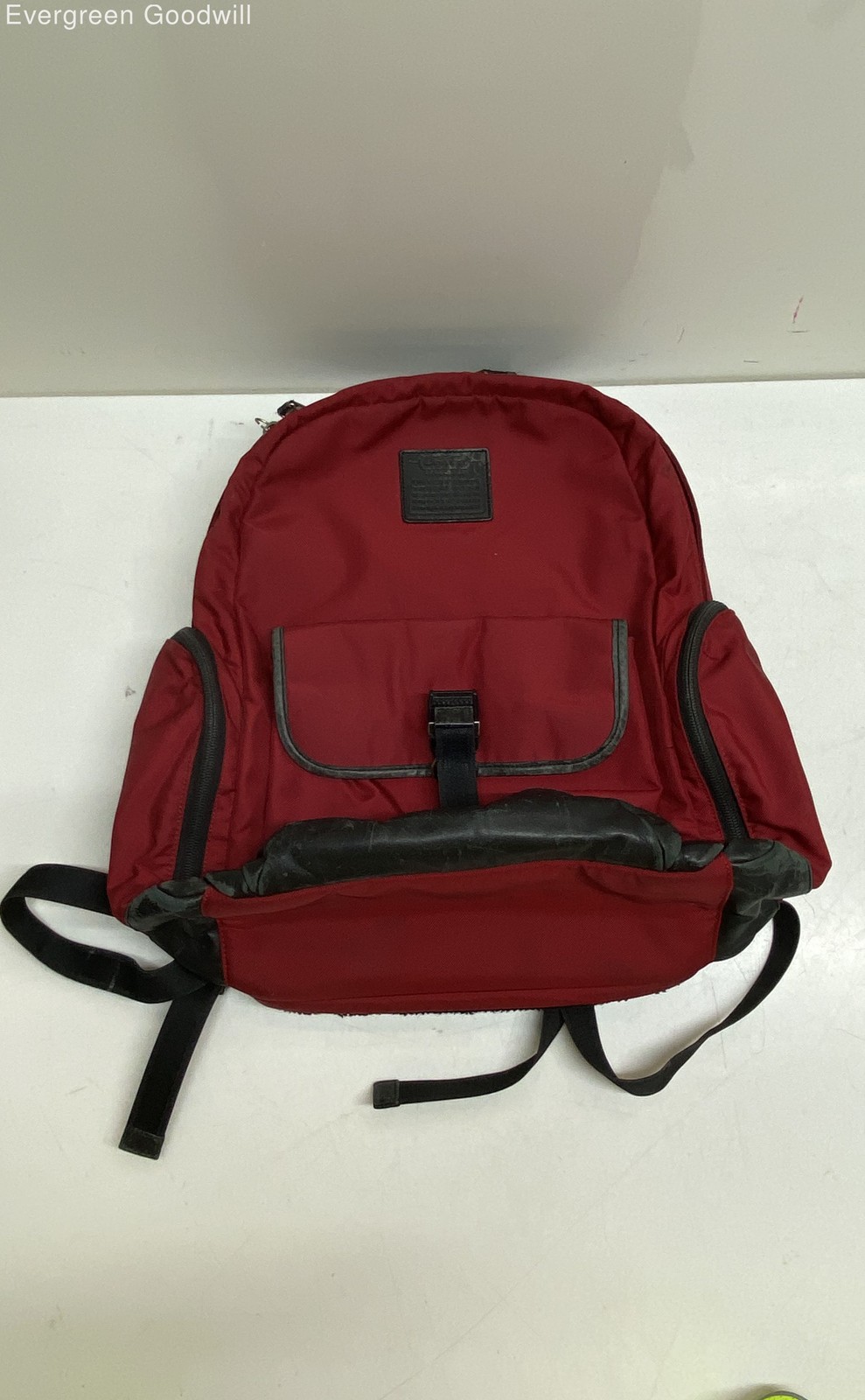 Coach Women's Voyager F70574 Red Black Adjustable Strap Zipper Backpack