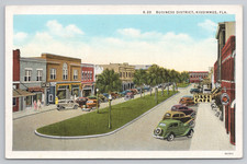 Vintage Postcard Business District Kissimmee Florida Downtown Street Scene