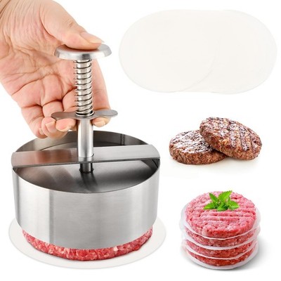 4.5 Inch Burger Maker Press 304 Stainless Steel Mold With 50 Patty Papers