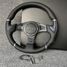 14inch Leather Spoon Sports Car Racing Tuning Sport Steering Wheel Red Stitching