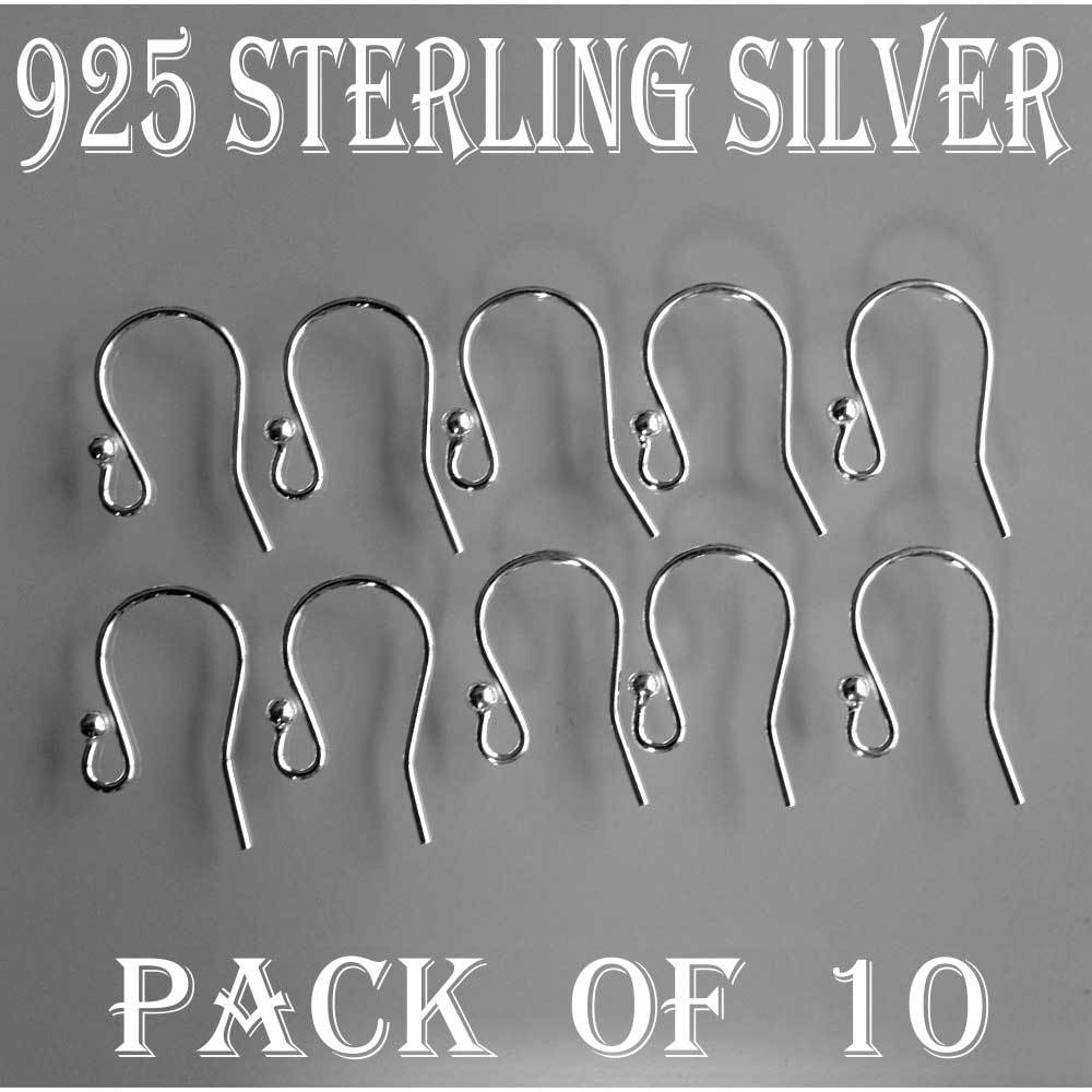 10 X QUALITY .925 Sterling Silver Earring Ear Fish Hook Wires French