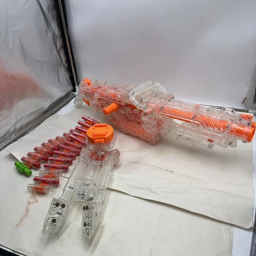 Nerf N-Strike Vulcan EBF-25 Dart Blaster Gun Clear W/ Ammo Belt - Tested Works