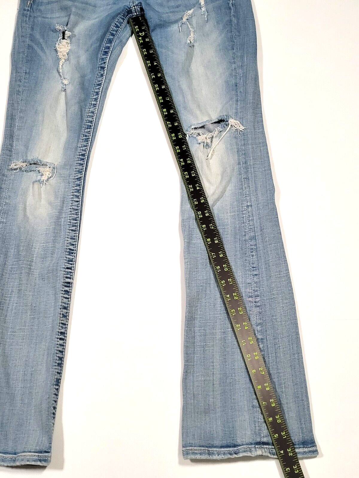 MISS ME SIGNATURE BOOT JEANS Sz 27 DISTRESSED RHINESTONE EMROIDERED BLING