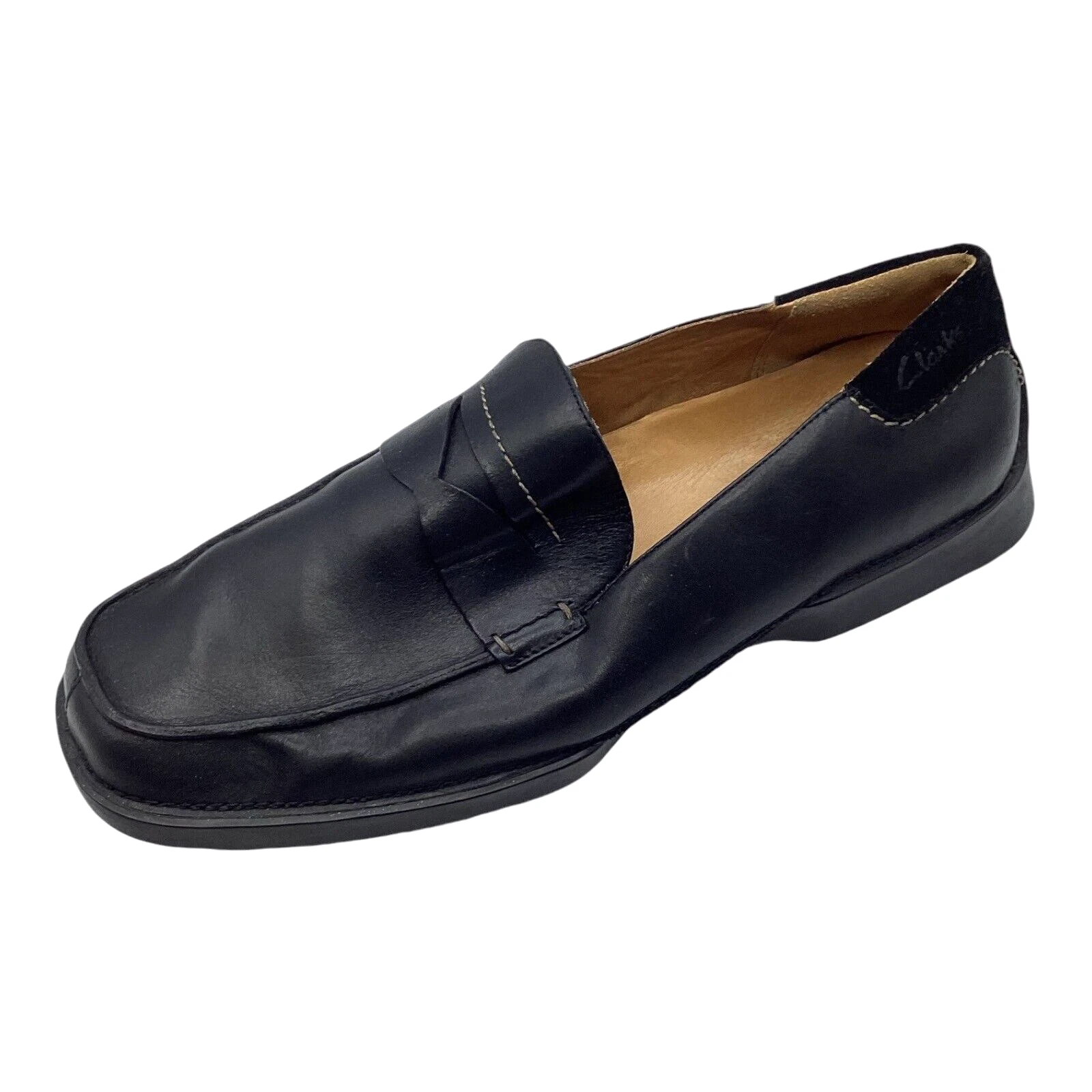 Scarpe mocassini Clarks Active Air da uomo in pelle nera taglia UK 10 5 G usati
