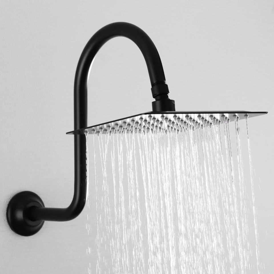 BESTILL 13 Inch S Shape Shower Head High Rise Extension Shower Arm and