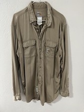 Carhartt Shirt Mens XL Tall Beige FRS003 Flame Resistant Long Sleeve Button Up