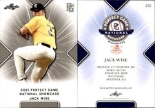 JACK WISE 2021 LEAF PERFECT GAME NATIONAL SHOWCASE ROOKIE CARD #202