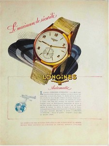 vintage 1951 print ad LONGINES AUTOMATIC large 10\