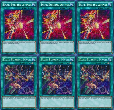 6 Cards* Lot Secret 3X Dark Burning Attack +3 Dark Burning Magic ...