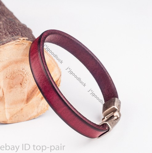 Pulsera de cuero genuino Simply Cool de banda única para hombre ROJO OSCURO - Imagen 6 de 10