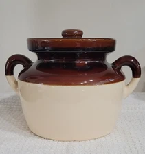 Vintage McCoy Bean Pot #341 ~ Brown & Tan ~ Oven Proof ~ Made in USA