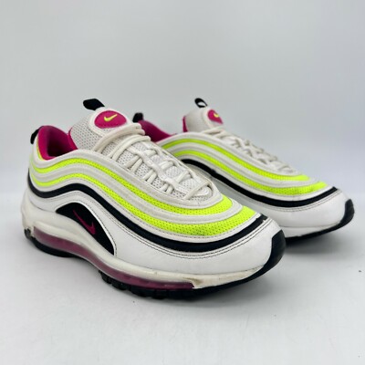 Nike Air Max 97 White Rush Pink Volt Sneakers Youth Shoes CJ9978-100 Size 6.5Y