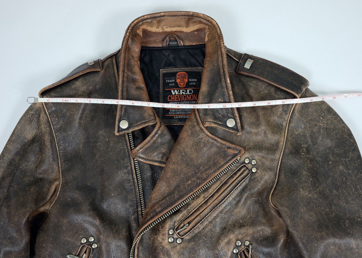 Vintage 80's WRD Chevignon Brown biker Leather Motorcycle