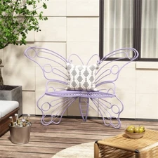 Purple Butterfly Garden Bench Seat Outdoor Yard Path Patio Porch Deck Furniture