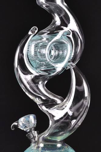 Tubo de agua burbujeador de bong de vidrio grueso de doble cuerno de la Vía Láctea de 16" hecha en EE. UU. - Imagen 6 de 6