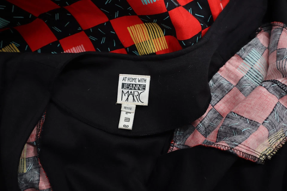 Vtg 80s JEANNE MARC Women’s SP PS MP PM Red Black Print Wrap Jumpsuit Big Sleeve - Image 3 of 4