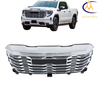 Fit For 2022-2024 GMC Sierra 1500 Chrome Car Front Side Grille With Camera Hole