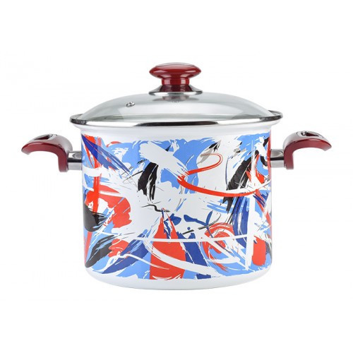 Enamel Pot Enamelware Cooking Pot w/ Glass Lid Made in Ukraine Stockpot