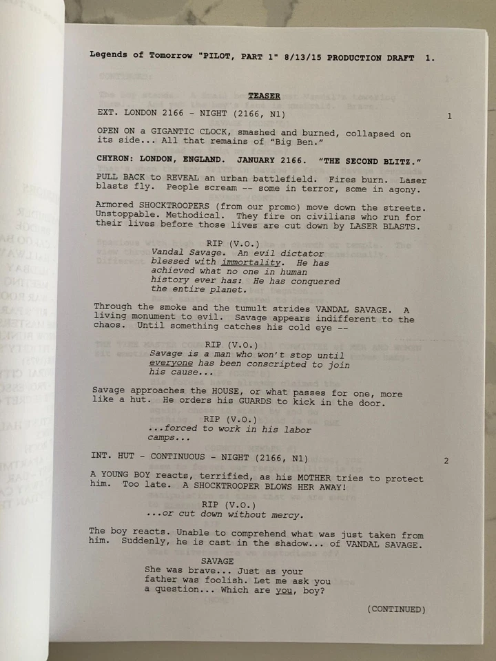 DC's Legends of Tomorrow S1E1 Cast Signed Script Original. + Caity Lotz Card - Image 3 of 4