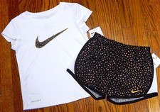 NIKE SPORT AUTHENTIC TODDLERS GIRLS ORIGINAL BRAND NEW 2Pc SHORTS SET Sz 6, NWT