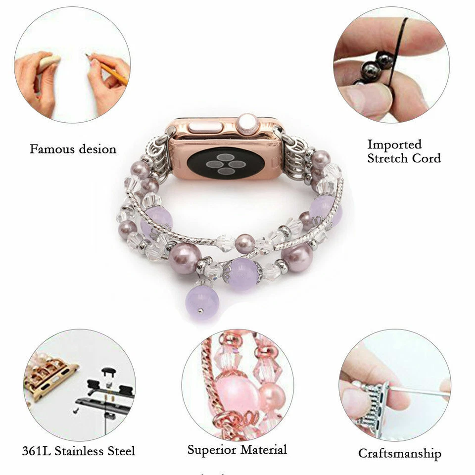 Bling Agate Bracelet Strap iWatch Band For Apple Watch Series 11 10 9 8 7 6 5 SE - Image 4 of 4