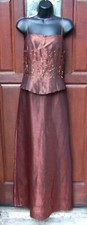 DAVE  JOHNNY VINTAGE SHIMMER COPPER FORMAL DRESS SPAGHETTI STRAP PROM 9-10 NWOT