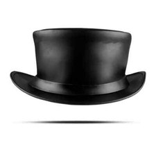 Genuine Handmade leather hats Fashion Top Hat in Shapeable Black Real Leather