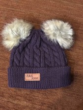 FAS JEANS Plum Colored Toboggan Cute Comfortable Warm Pom-Pom Hat