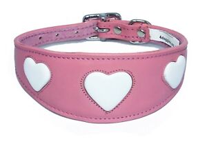 Pink Leather Celtic Design Whippet Collar Greyhound Collar Lurcher Dog Collar 