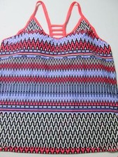Unbranded Womens Size 16 Tankini Multicolor Wireless Lined Racerback Beachwear