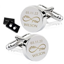 Personalised Men's Cufflinks Laser Engraved Wedding Anniversary Birthday Gift