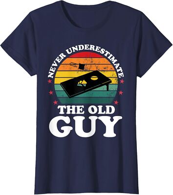 Never Underestimate The Old Guy Funny Cornhole Player Ladies' Crewneck T-Shirt