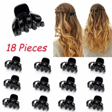 18 pieces Small Solid Black Hair Claw Jaw Clip Clamp Comb Pin Butterfly Lot 1.5"