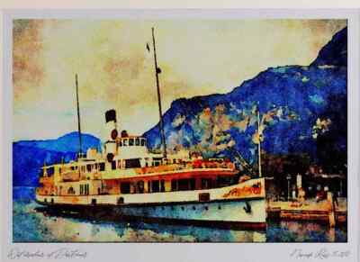 535097 STADT LUZERN 1928 Lake Lucerne Flagship Of The Fee A4 Watercolour print
