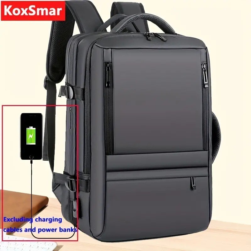 Sac à Dos Ordinateur Portable Hommes 17.3 Pouces Étanche Sac à Dos de Voyage d'affaires avec Chargement USB Loisirs Affaire Collège Sac à Dos PC Portable Noir