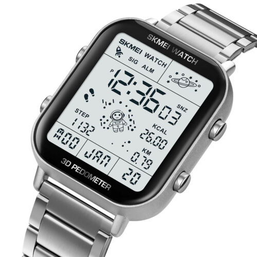 SKMEI Reloj Hombre Rectángulo Digital Reloj Pulsera Completo Acero Electrónico Digital - Imagen 27 de 32