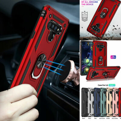 Shockproof Ring Holder Armour Stand Phone Cases With Tempered Film for  Samsung