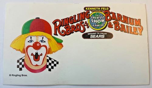 Vintage Ringling Bros Sears Clown Sticker CS1