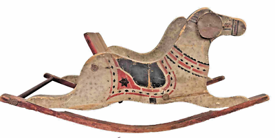 Antique Child's Primitive 1900's Wood Shoo Fly Rocking Horse with